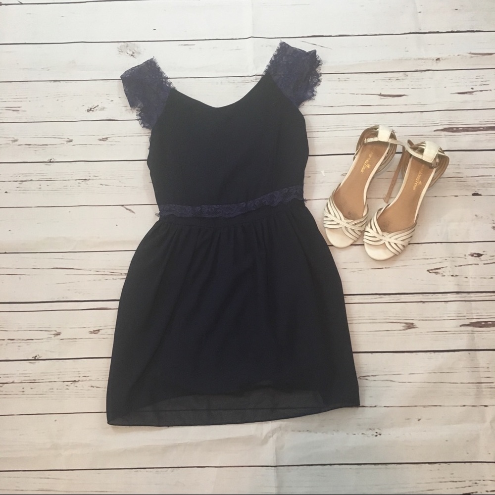 Angel Bale navy blue lace dress